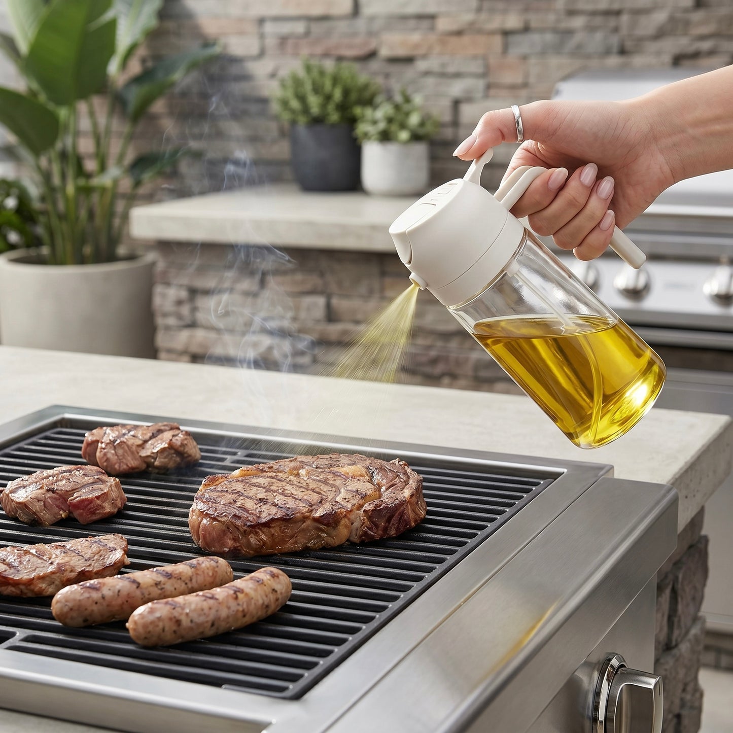 2-in-1 Olive Oil Sprayer & Dispenser Bottle