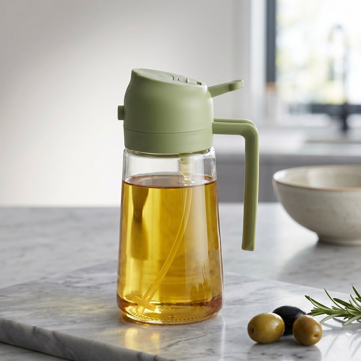 2-in-1 Olive Oil Sprayer & Dispenser Bottle