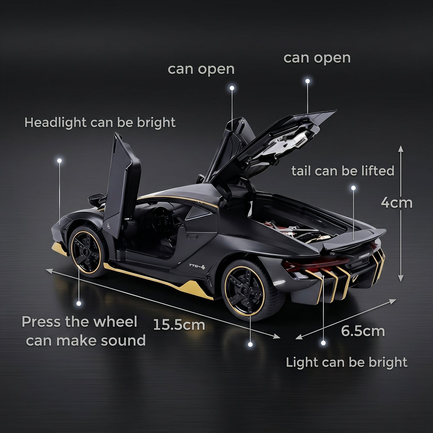 Lamborghini Aventador Die-Cast Pull Back Supercar Toy with Sound & Light