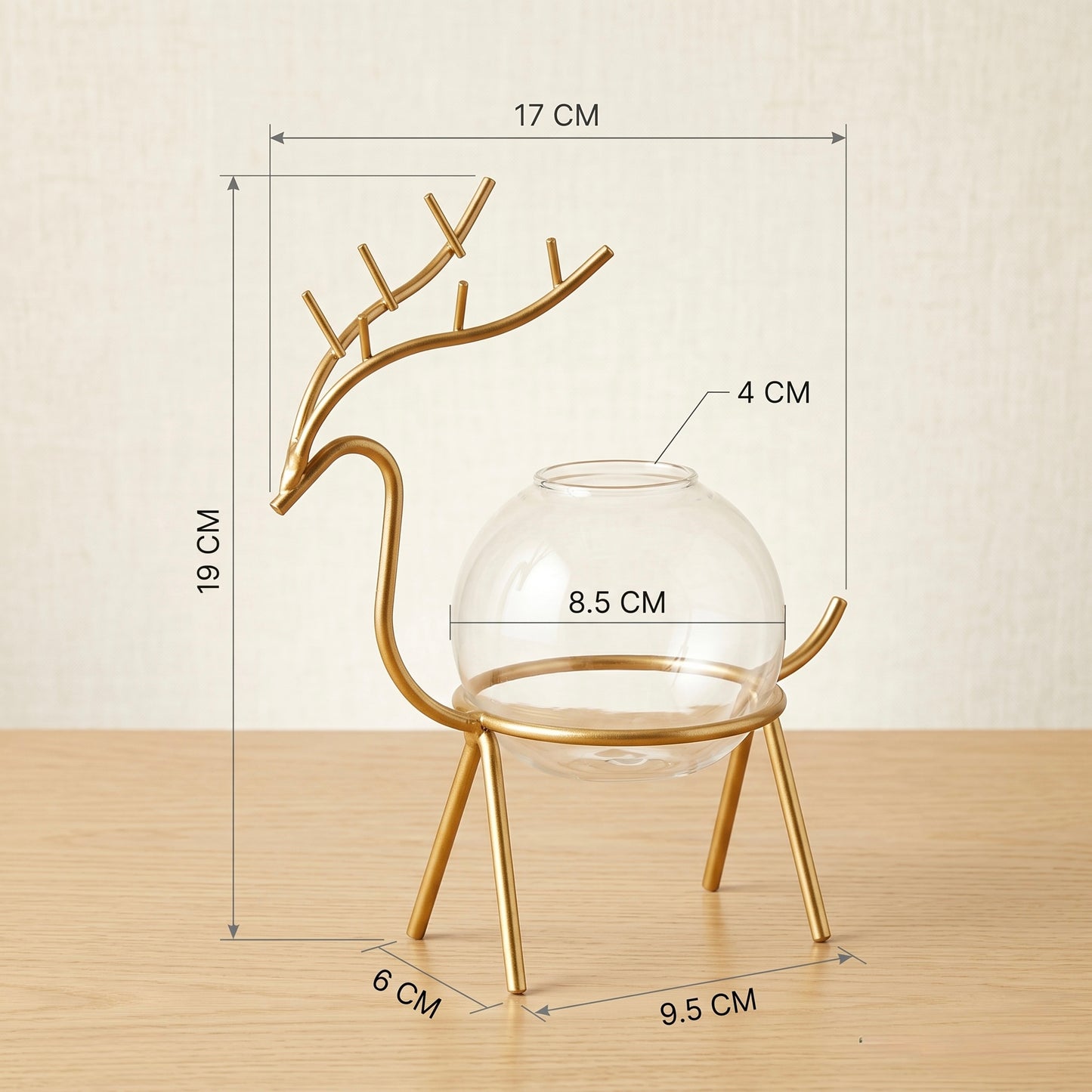 Glass Deer Planter Holder – Gold (Pack of 2)