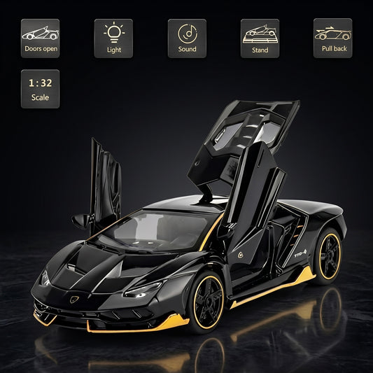 Lamborghini Aventador Die-Cast Pull Back Supercar Toy with Sound & Light