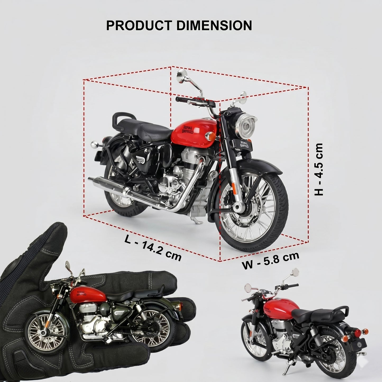Royal Enfield Bullet 350 1:15 Die-Cast Classic Bike Toy for Kids & Collectors