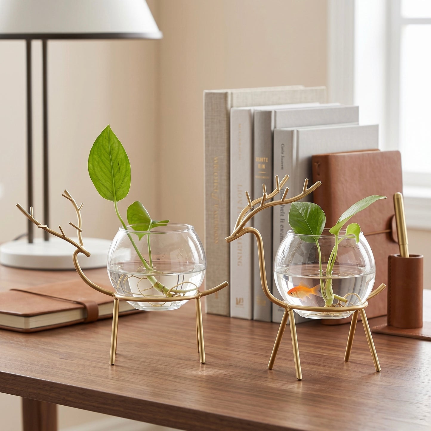 Glass Deer Planter Holder – Gold (Pack of 2)