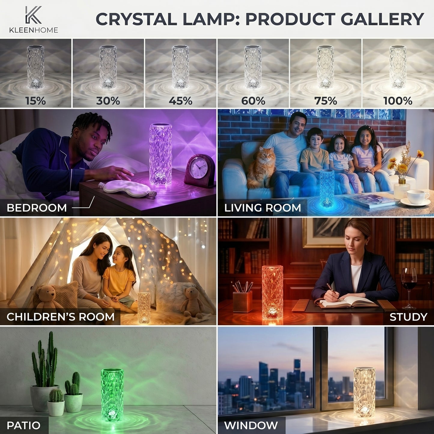 Crystal Rose Diamond RGB LED Lamp – 16 Color