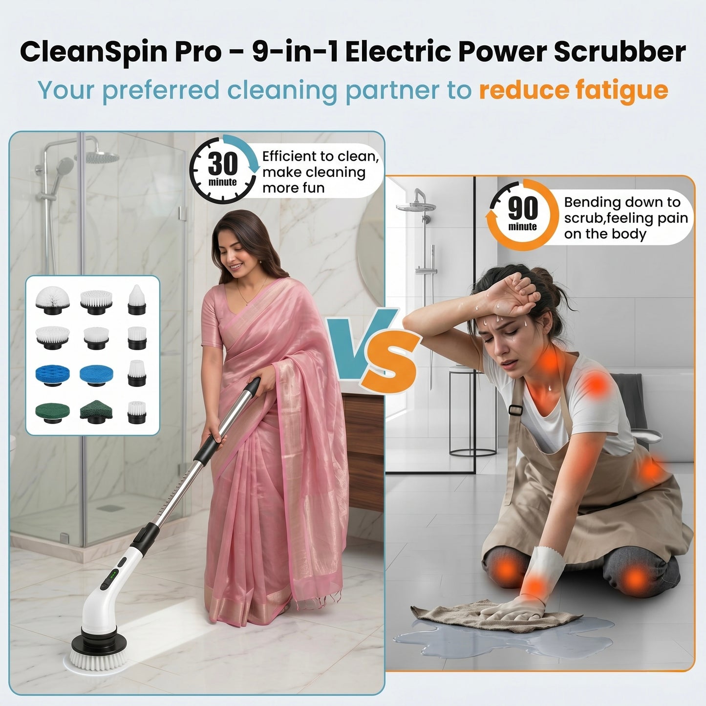 CleanSpin Pro – 9-in-1 Electric Power Scrubber