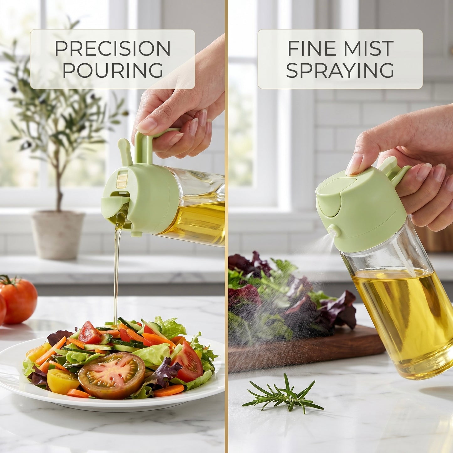 2-in-1 Olive Oil Sprayer & Dispenser Bottle