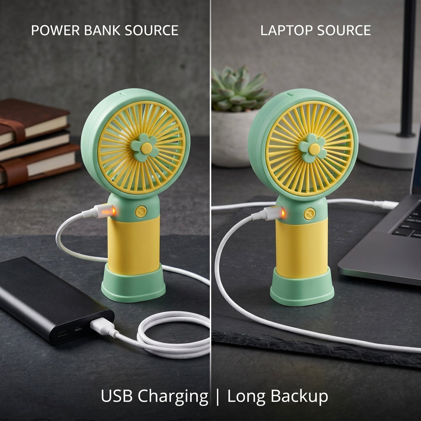 Mini Portable USB Rechargeable Hand Fan – 3 Speed Cooling Fan