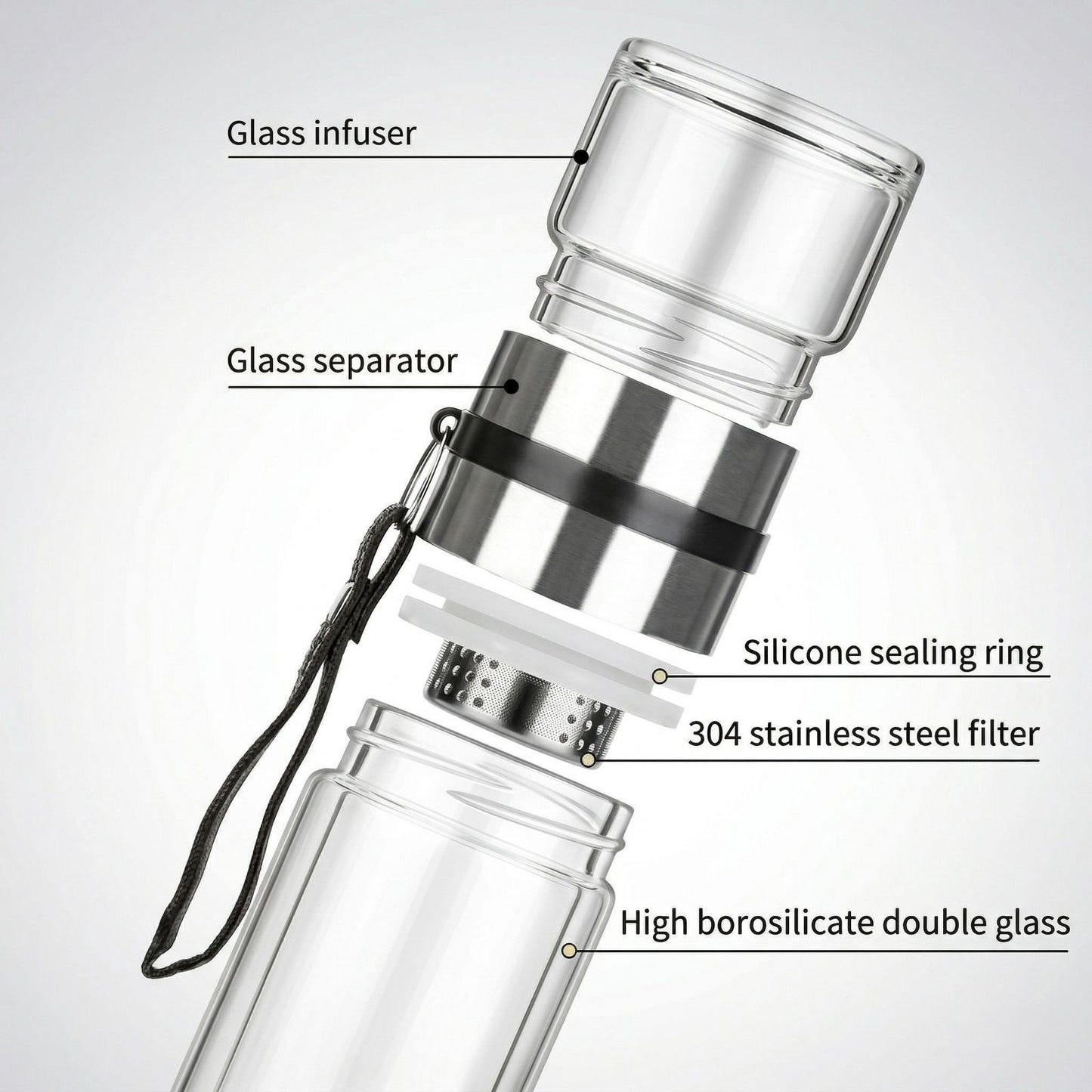 Premium Glass Tea Infuser Bottle (800ml)