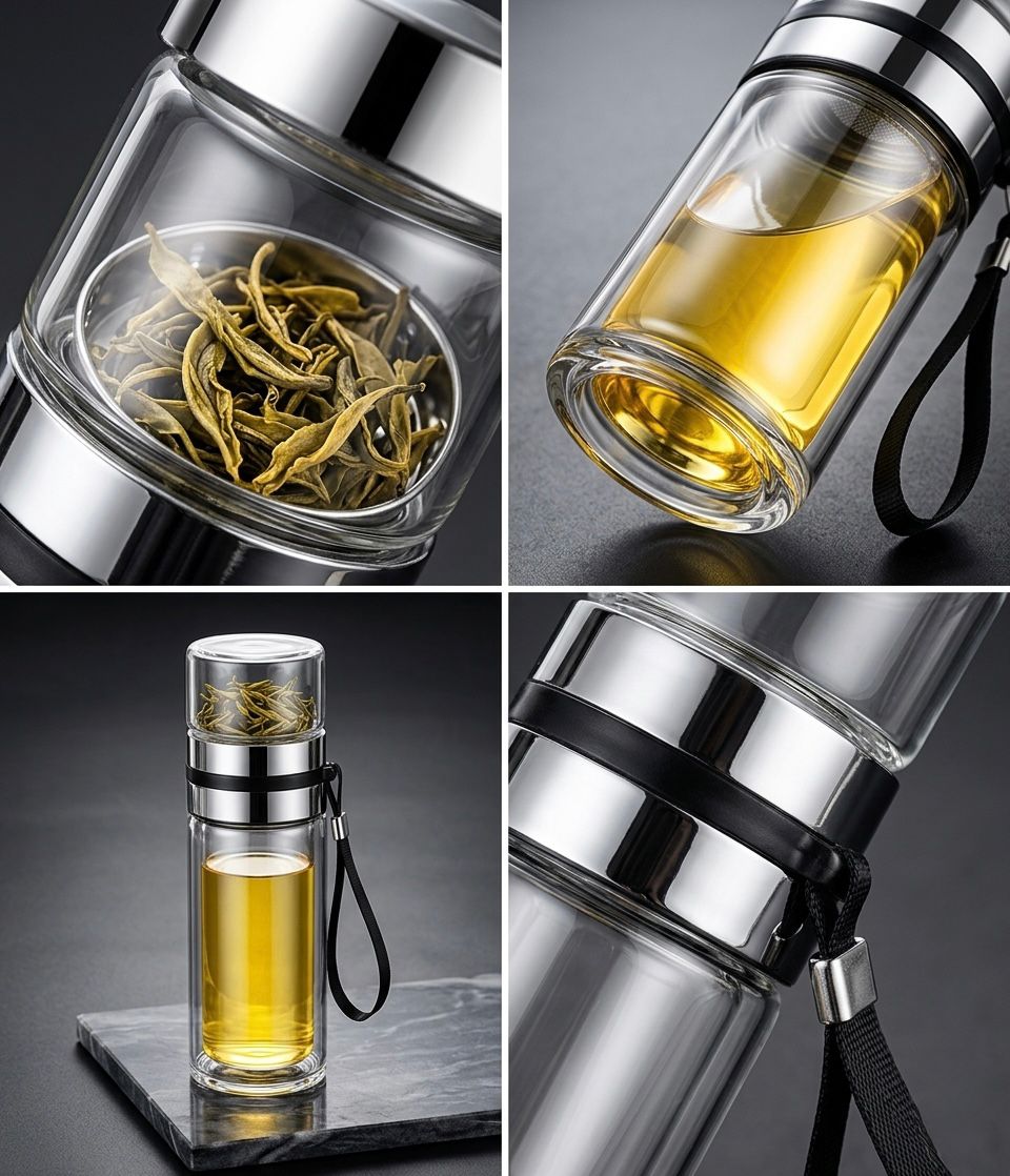Premium Glass Tea Infuser Bottle (800ml)