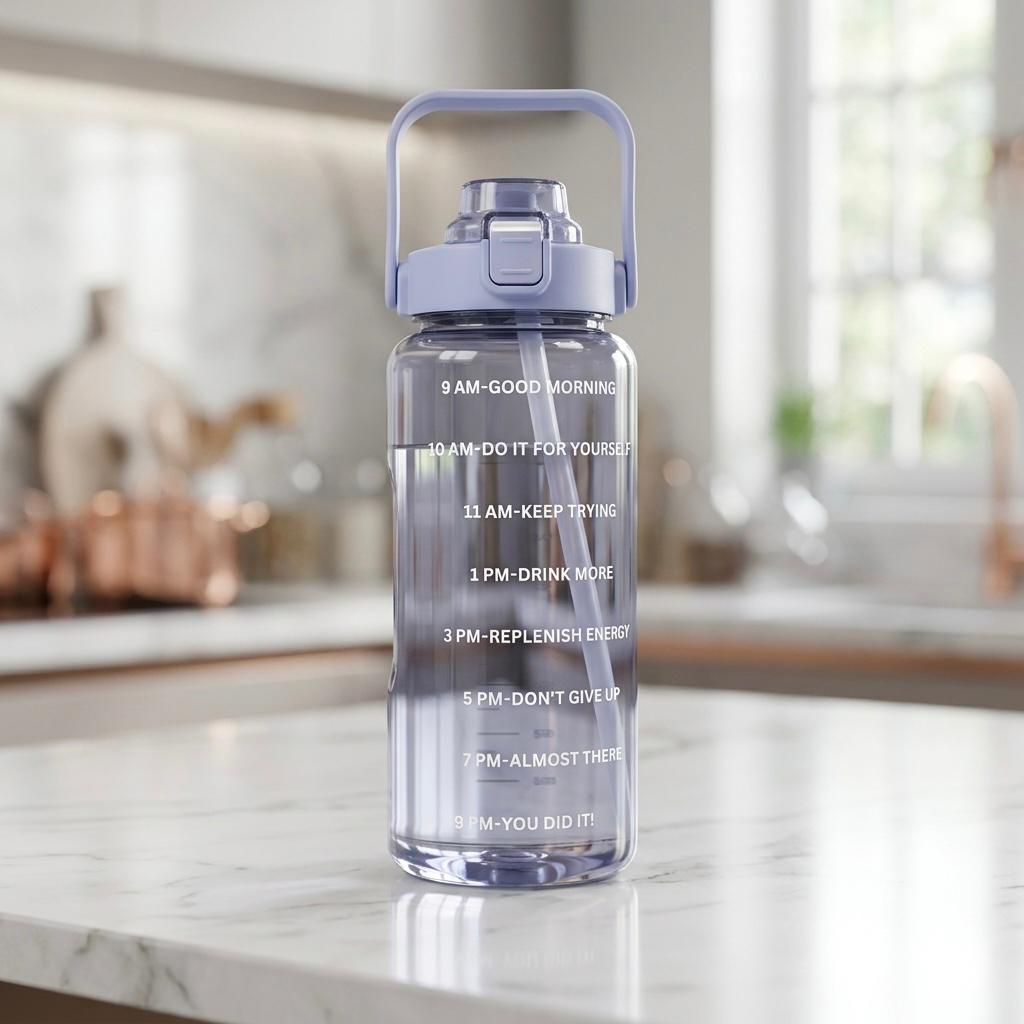 2L Motivational Hydration Bottle with Straw & Handle