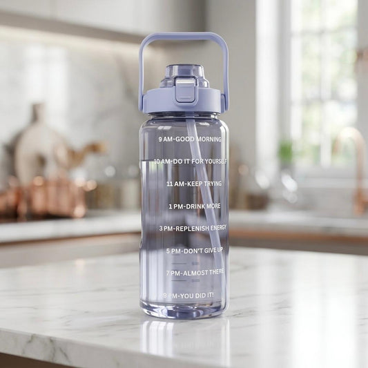 2L Motivational Hydration Bottle with Straw & Handle